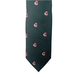 Pride of England Mens Santa Claus Holiday Tie Green Silk Blend Jacobson's
